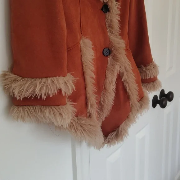 CARHARTT Faux Suede 2 Button Collared Lightweight Embroidered Coat Sz M - Picture 7 of 14